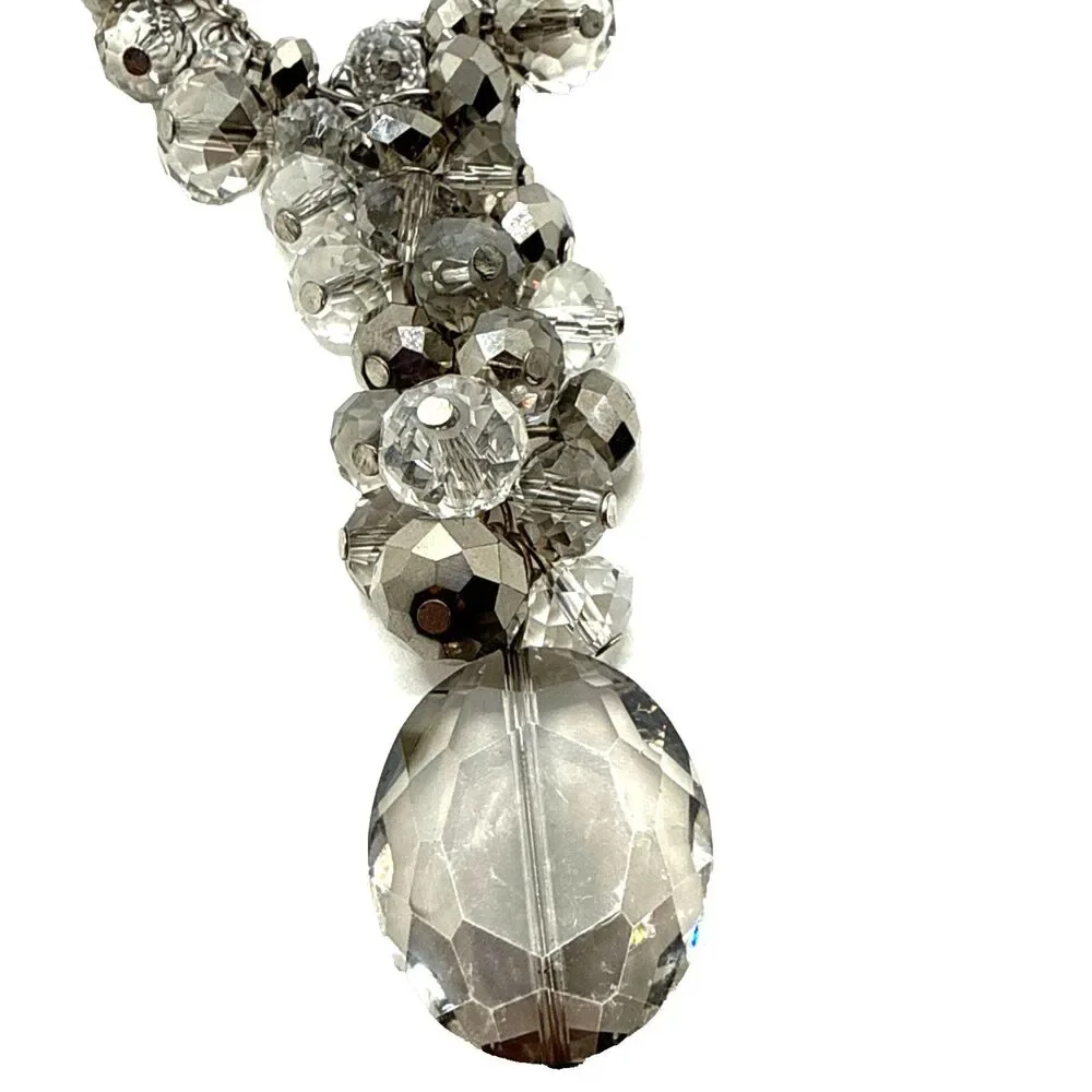 WHITE HOUSE BLACK MARKET Glass Beaded Necklace Cluster Y-Drop Statement 19